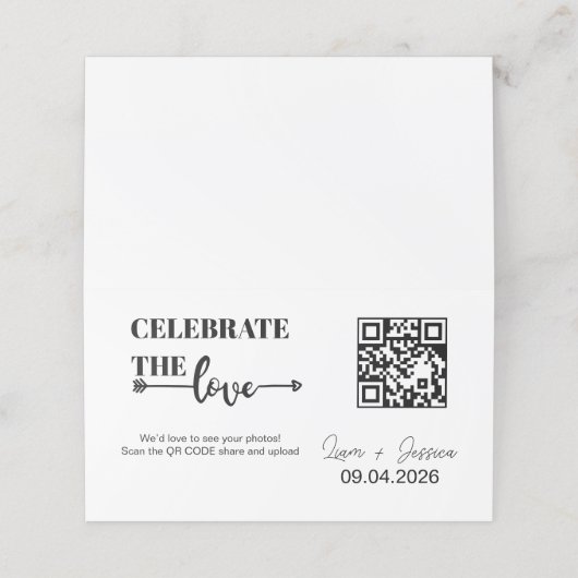 Modern Script Love QR Code Note Card Treuekarte (Außenseite Aufgefaltet)