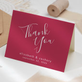 Modern Script Magenta Wedding Vielen Dank Karte