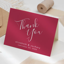 Modern Script Magenta Wedding Vielen Dank Karte