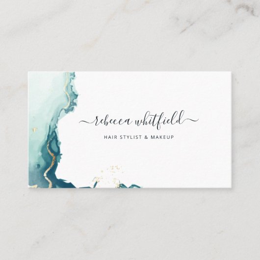 Modern Script Marble Pattern Agate Visitenkarte (Vorderseite)