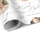 Modern Script Merriest Christmas Family 2 photo Geschenkpapier (Rolleneckpunkt)