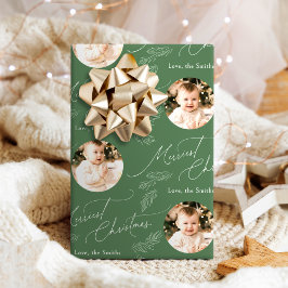 Modern Script Merriest Christmas Family 2 photo Geschenkpapier