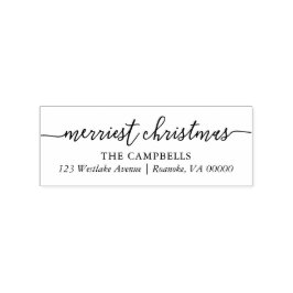 Modern Script "Merriest Christmas" Gummistempel
