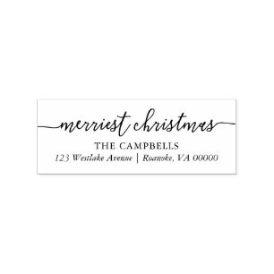 Modern Script "Merriest Christmas" Gummistempel