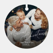 Modern script Merriest Christmas Holiday Ornament Aus Metall (Rückseite)