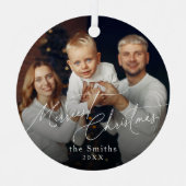 Modern script Merriest Christmas Holiday Ornament Aus Metall (Vorderseite)