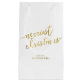 Modern Script "Merriest Christmas" Kleine Geschenktüte (Vorderseite)