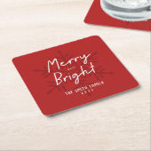 Modern Script Merry & Bright Snowflakes Christmas Rechteckiger Pappuntersetzer (angewinkelt)