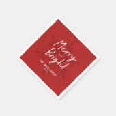 Modern Script Merry & Bright Snowflakes Christmas Serviette (Ecke)