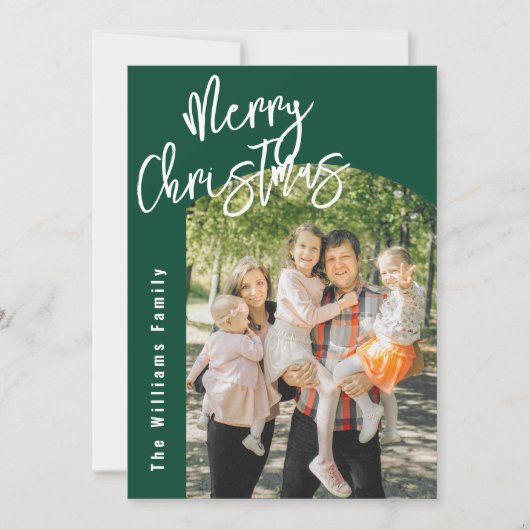 Modern Script Merry Christmas Arch Christmas Photo Karte (Vorderseite)
