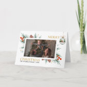 Modern Script Merry Christmas Family Photo Custom  Karte (Vorderseite)