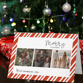 Modern Script Merry Christmas Family Photo Custom  Karte