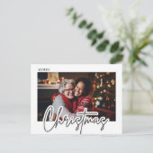Modern Script Merry Christmas Photo  Postkarte (Stehend Vorderseite)