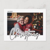 Modern Script Merry Christmas Photo  Postkarte (Vorderseite)