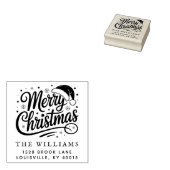 Modern Script Merry Christmas Return Address Gummistempel (Stempel)