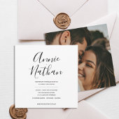 Modern Script Minimal Black & White Wedding Invite
