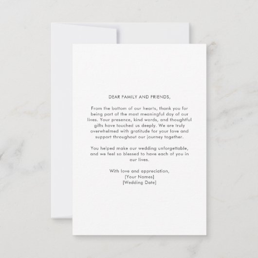 Modern Script Minimal Destination Photo Wedding Dankeskarte (Rückseite)