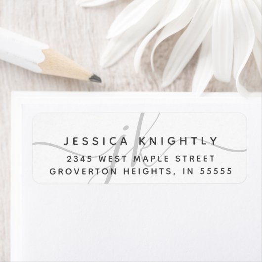Modern Script Minimal Gray Monogram Initials Label (Insitu)