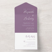 Modern Script Minimal Mauve Wedding All In One Einladung (Innen Boden)
