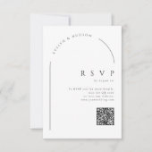 Modern Script Minimal Photo Arch Wedding QR code RSVP Karte (Vorderseite)