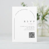 Modern Script Minimal Photo Arch Wedding QR code RSVP Karte (Stehend Vorderseite)