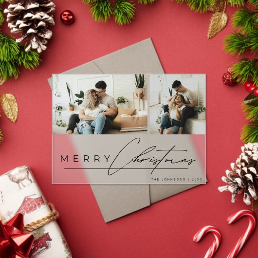 Modern Script Minimal Simple Photo Christmas Card Acryleinladungen (Insitu (Feiertag))