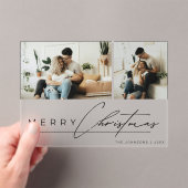 Modern Script Minimal Simple Photo Christmas Card Acryleinladungen (Insitu (Handheld))