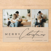 Modern Script Minimal Simple Photo Christmas Card Acryleinladungen (Vorderseite)