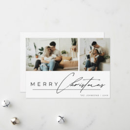 Modern Script Minimal Simple Photo Merry Christmas Feiertagskarte
