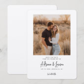 Modern Script Minimal Wedding Photo Save the Date (Vorne/Hinten)