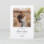 Modern Script Minimal Wedding Photo Save the Date (Stehend Vorderseite)