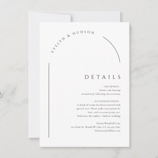 Modern Script Minimalist Arch QR code Details Mitteilungskarte (Vorderseite)