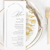 Modern Script Minimalist Arch Wedding Menükarte