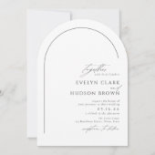 Modern Script Minimalist Photo Arch Wedding Einladung (Rückseite)