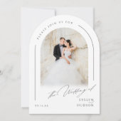 Modern Script Minimalist Photo Arch Wedding Einladung (Vorderseite)