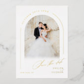 Modern Script Minimalist Photo Arch Wedding Folieneinladung (Vorderseite)