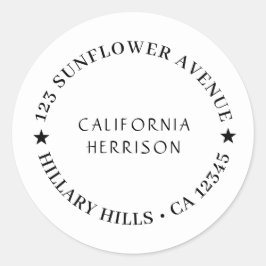 Modern Script Minimalist Star Design Runder Aufkleber