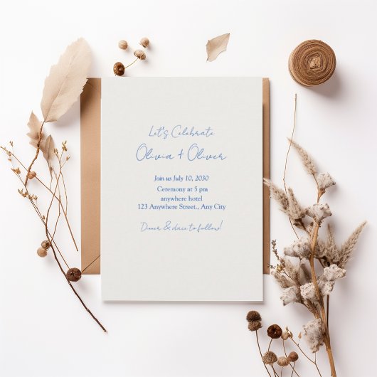 Modern Script Minimalist Wedding Invitation Einladung