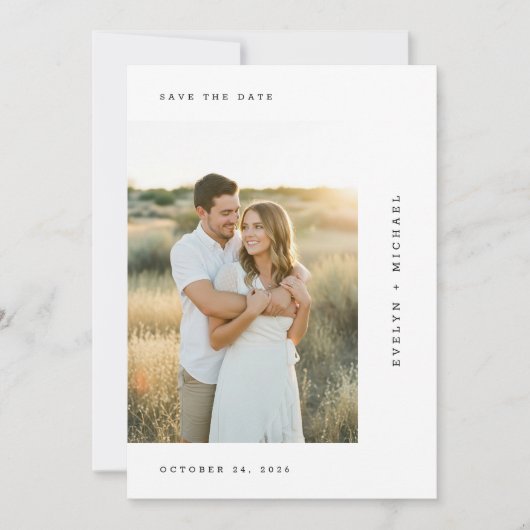 Modern Script Minimalist Wedding Photo Save The Date (Vorderseite)