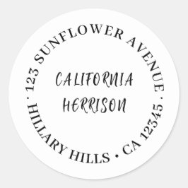 Modern Script Minimalist White Design Runder Aufkleber