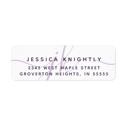 Modern Script Minimalistische Lila Monogram Initia (Vorne)