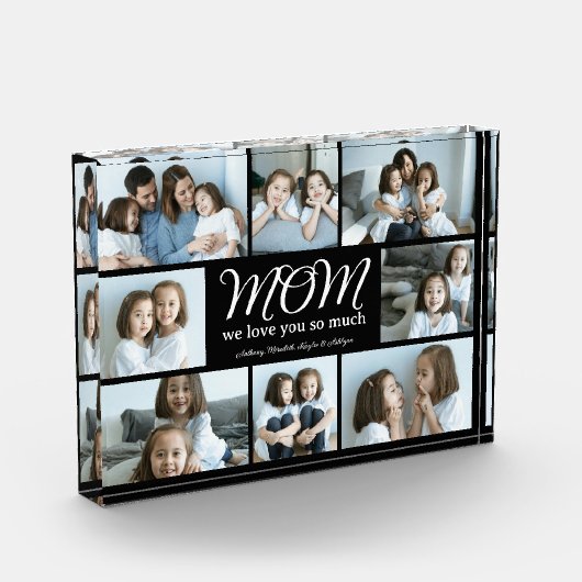 Modern Script Mom We Love You Photo Collage Block (Links)