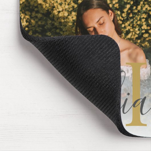 Modern Script Monogram 3 Foto Custom Mousepad (Ecke)