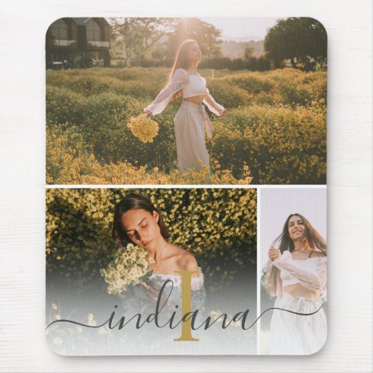 Modern Script Monogram 3 Foto Custom Mousepad (Vorne)