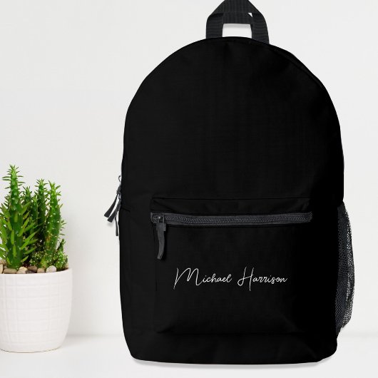 Modern Script Monogram Black Bedruckter Rucksack