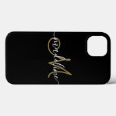 Modern Script Monogram Black Gold Case-Mate iPhone Hülle (Rückseite (Horizontal))