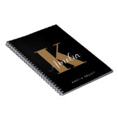 Modern Script Monogram Black Gold Notizblock (Rechte Seite)