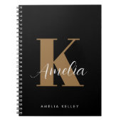 Modern Script Monogram Black Gold Notizblock (Vorderseite)