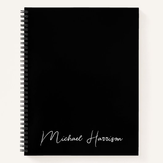 Modern Script Monogram Black Notizblock (Vorderseite)
