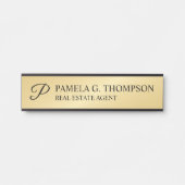 Modern Script Monogram Black und Gold Türschild (Vorderseite )